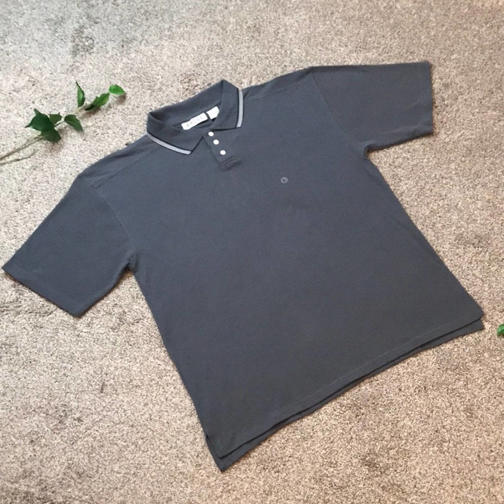 NWT Vintage 80s 90s Badge Gray Polo Shirt Sz Large